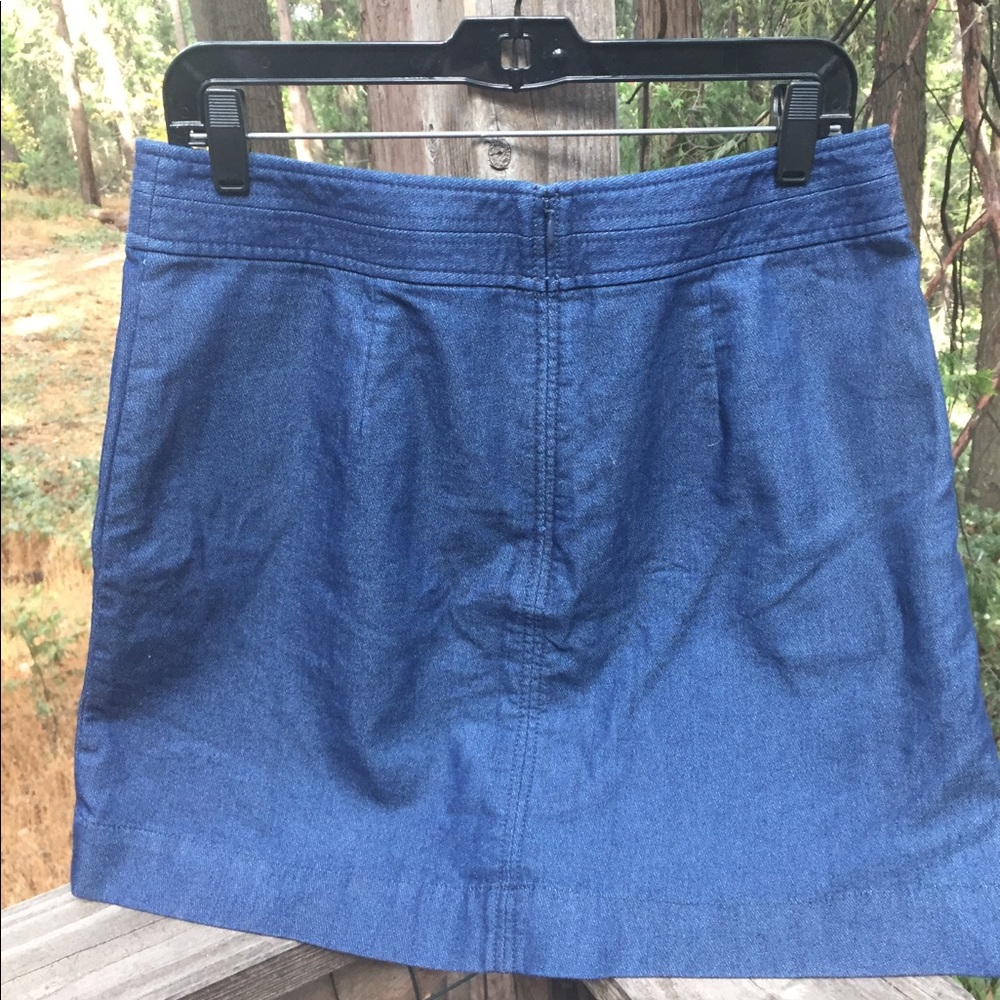 Loft classic front pleat navy  blue  denim  mini navy skirt - Picture 9 of 12